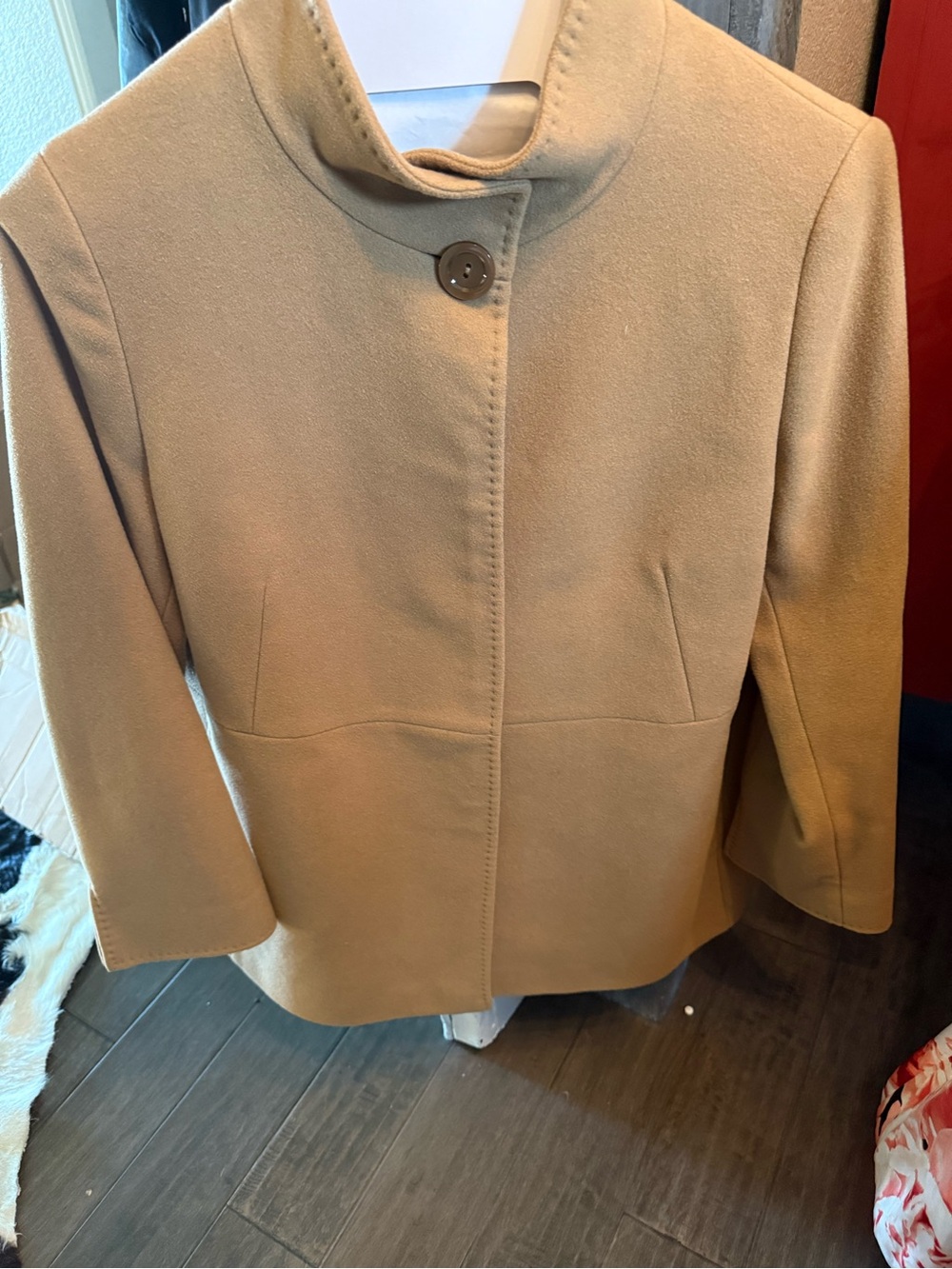 Cinzia Rocca Icons Camel Single-Button Stand Collar Trench Coat